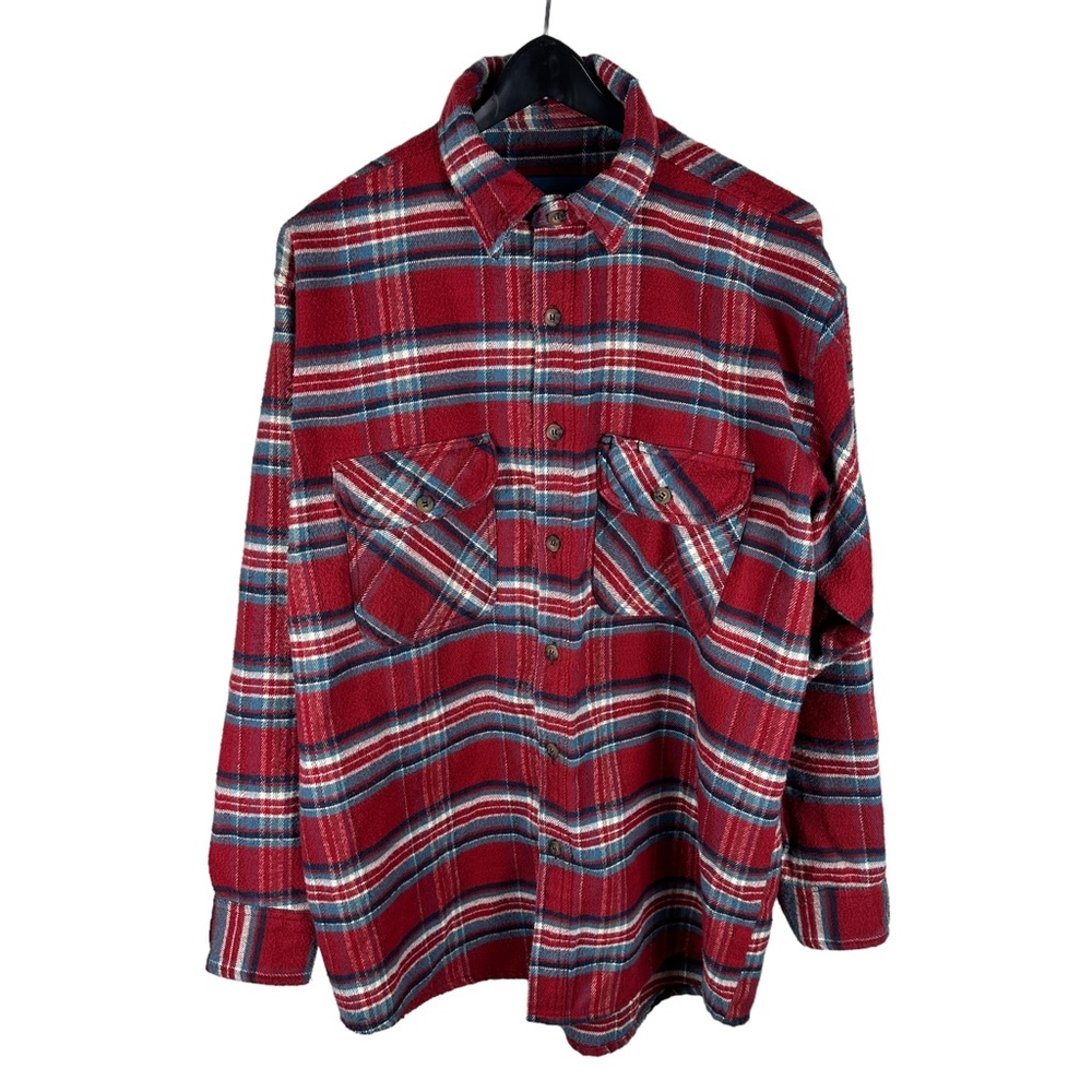 Vintage 90s Bay Trading Heavyweight Plaid Flannel Shirt Jacket Size 2XL